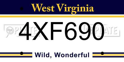 4XF690 West Virginia License Plate
