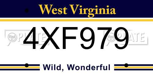 4XF979 West Virginia License Plate
