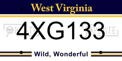 4XG133 West Virginia License Plate