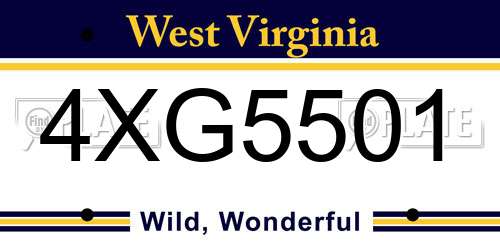 4XG5501 West Virginia License Plate
