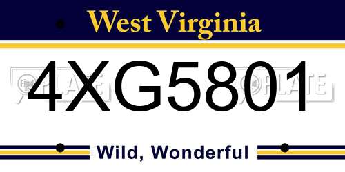 4XG5801 West Virginia License Plate
