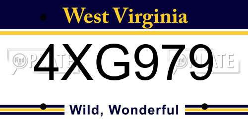 4XG979 West Virginia License Plate