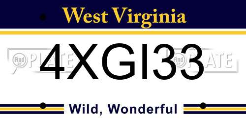 4XGI33 West Virginia License Plate
