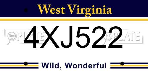 4XJ522 West Virginia License Plate