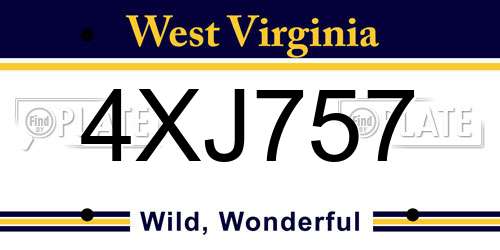 4XJ757 West Virginia License Plate