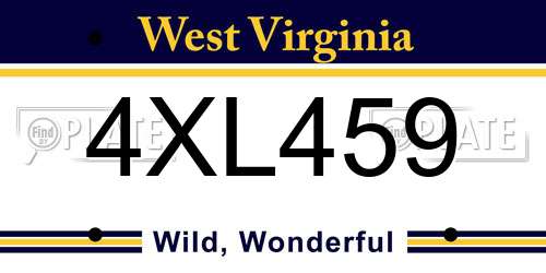 4XL459 West Virginia License Plate