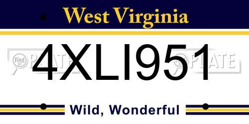 4XLI951 West Virginia License Plate