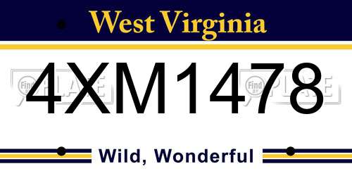 4XM1478 West Virginia License Plate