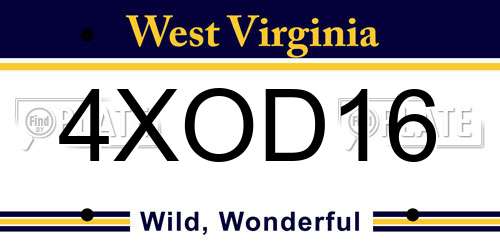 4XOD16 West Virginia License Plate