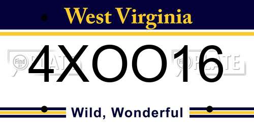 4XOO16 West Virginia License Plate