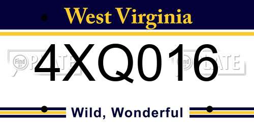4XQ016 West Virginia License Plate