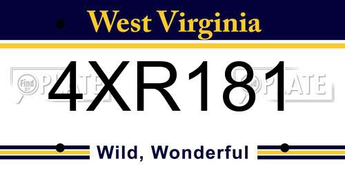 4XR181 West Virginia License Plate