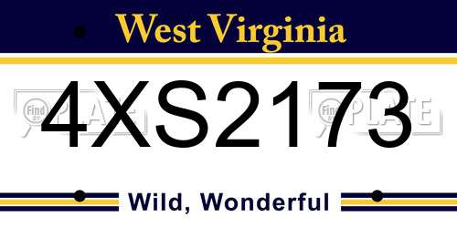 4XS2173 West Virginia License Plate