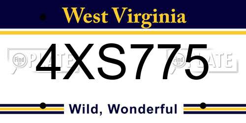 4XS775 West Virginia License Plate