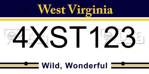 4XST123 West Virginia License Plate