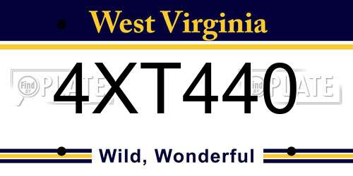4XT440 West Virginia License Plate