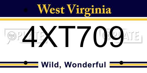 4XT709 West Virginia License Plate