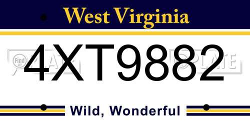 4XT9882 West Virginia License Plate
