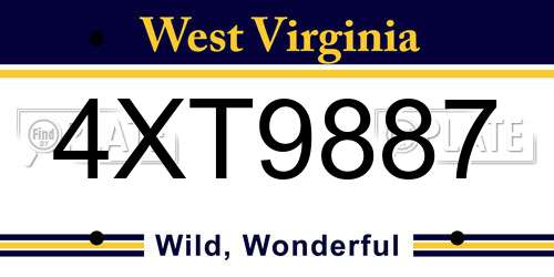 4XT9887 West Virginia License Plate