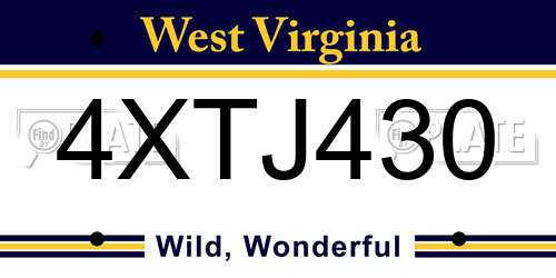 4XTJ430 West Virginia License Plate