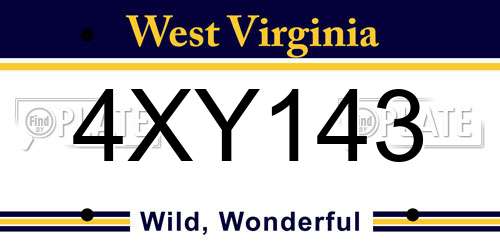 4XY143 West Virginia License Plate