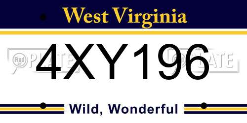 4XY196 West Virginia License Plate