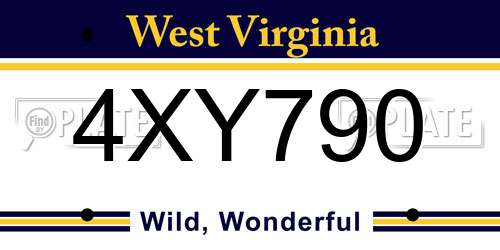 4XY790 West Virginia License Plate