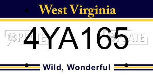4YA165 West Virginia License Plate