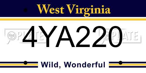 4YA220 West Virginia License Plate