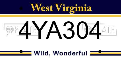 4YA304 West Virginia License Plate