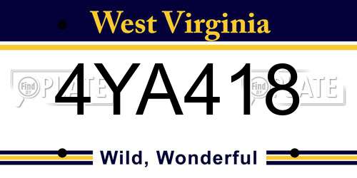 4YA418 West Virginia License Plate