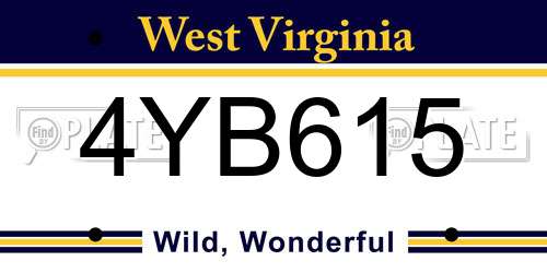 4YB615 West Virginia License Plate