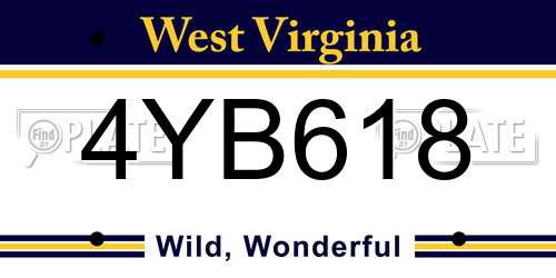 4YB618 West Virginia License Plate