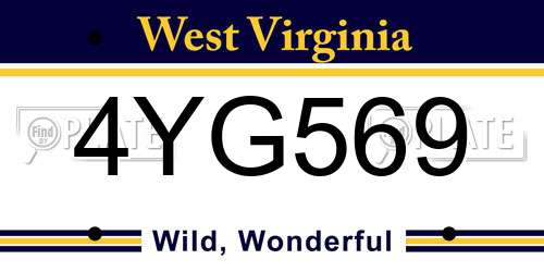 4YG569 West Virginia License Plate