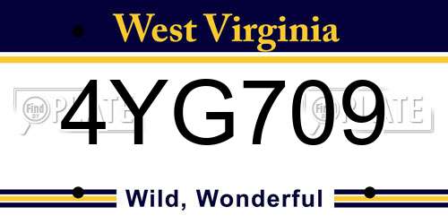 4YG709 West Virginia License Plate