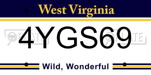 4YGS69 West Virginia License Plate