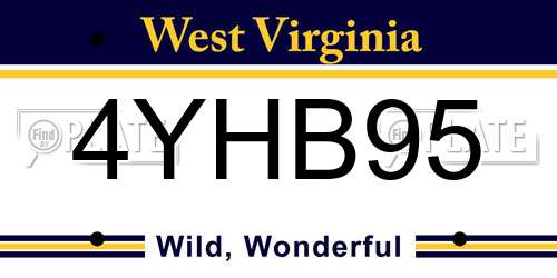 4YHB95 West Virginia License Plate