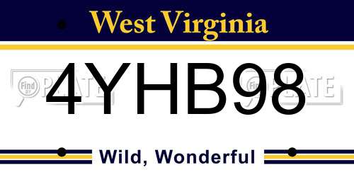 4YHB98 West Virginia License Plate