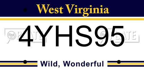 4YHS95 West Virginia License Plate