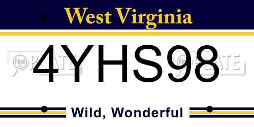 4YHS98 West Virginia License Plate
