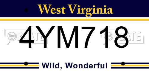 4YM718 West Virginia License Plate