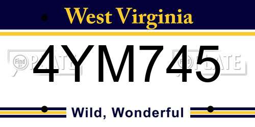 4YM745 West Virginia License Plate