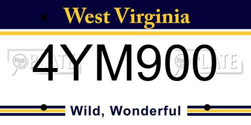 4YM900 West Virginia License Plate