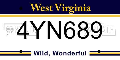 4YN689 West Virginia License Plate