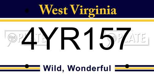 4YR157 West Virginia License Plate
