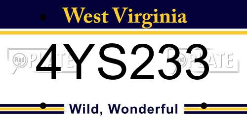 4YS233 West Virginia License Plate