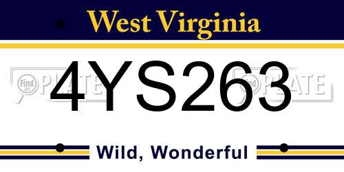 4YS263 West Virginia License Plate
