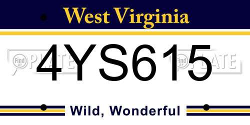 4YS615 West Virginia License Plate