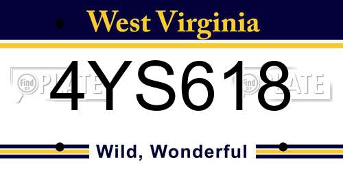 4YS618 West Virginia License Plate