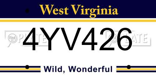 4YV426 West Virginia License Plate
